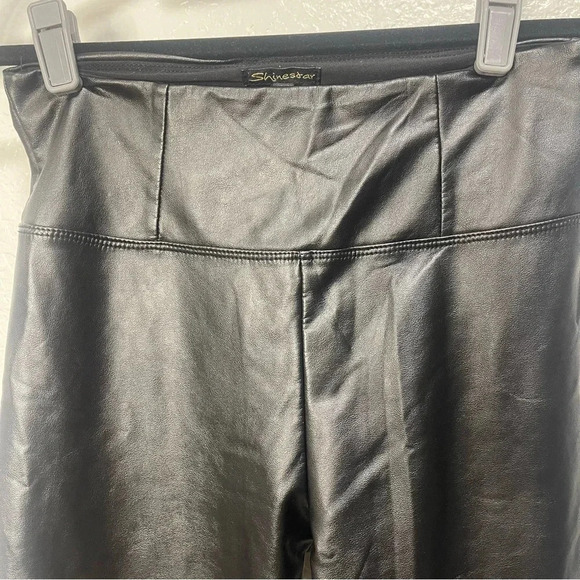 Shinestar Black Faux Leather Leggings Size Small - Picture 2 of 4